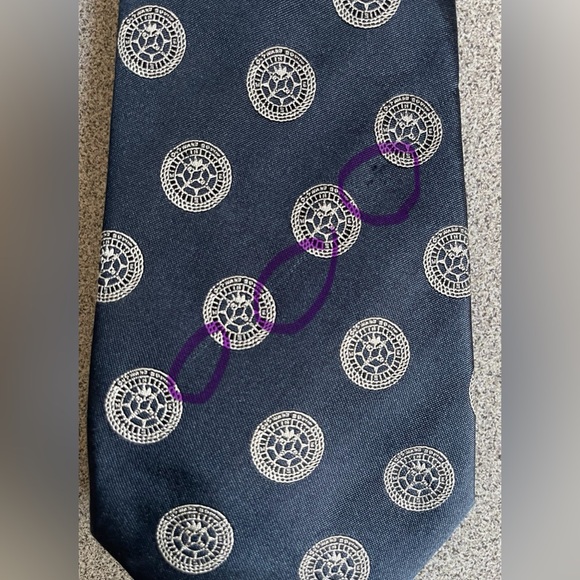 Cornelia James Navy Blue & White Silk Tie 3.5x58” - Picture 5 of 5